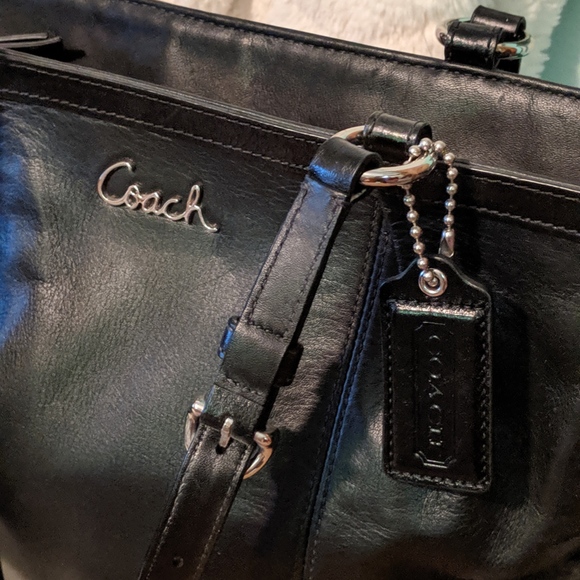 Coach Black Leather Shoulder Tote - Picture 5 of 8